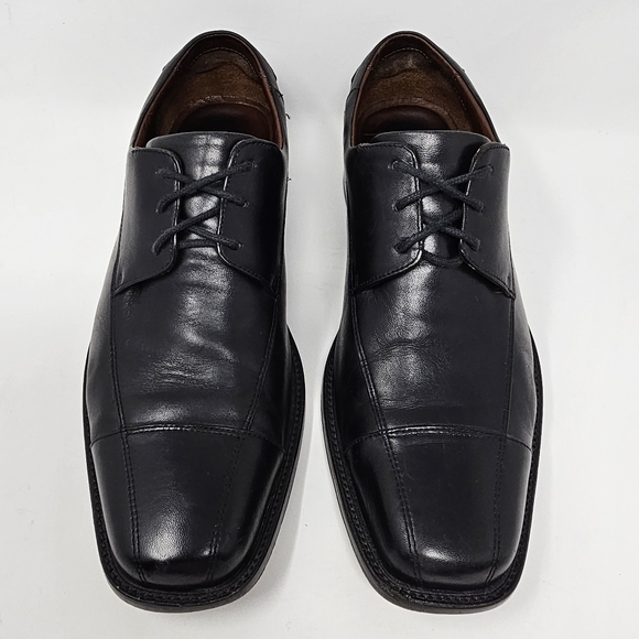 Johnston & Murphy Dobson Black Leather Cap Toe Sheepskin Lining Mens Size US 11 - Picture 4 of 14